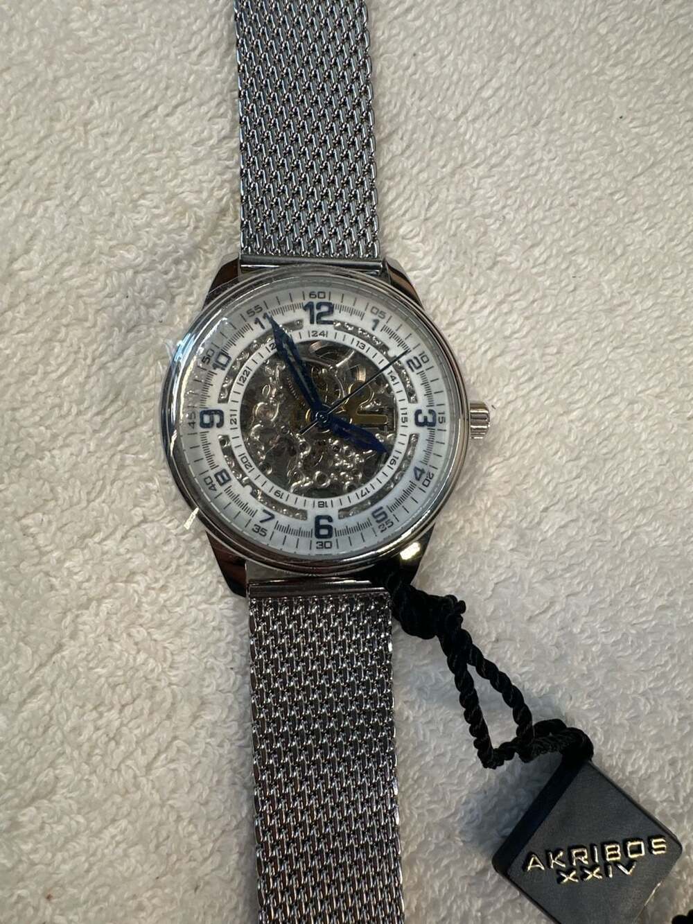 Akribos XXIV Men's AK446SS Skeleton Dial Automatic Mesh Bracelet Watch